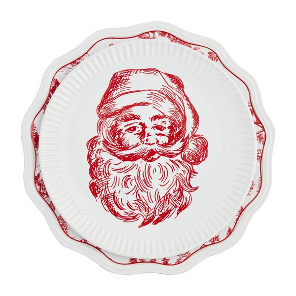 Santa & Toile Platter Set - Sold Separately